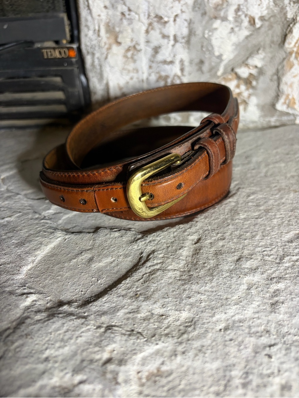 Brighton Tan Leather Belt with Brass Buckle